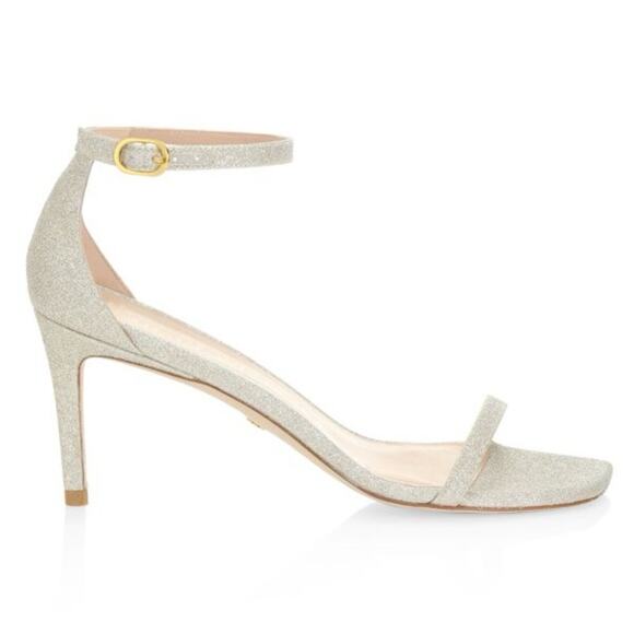 STUART WEITZMAN Nudistcurve Glitter Open Toe Sandals Women's Size 9